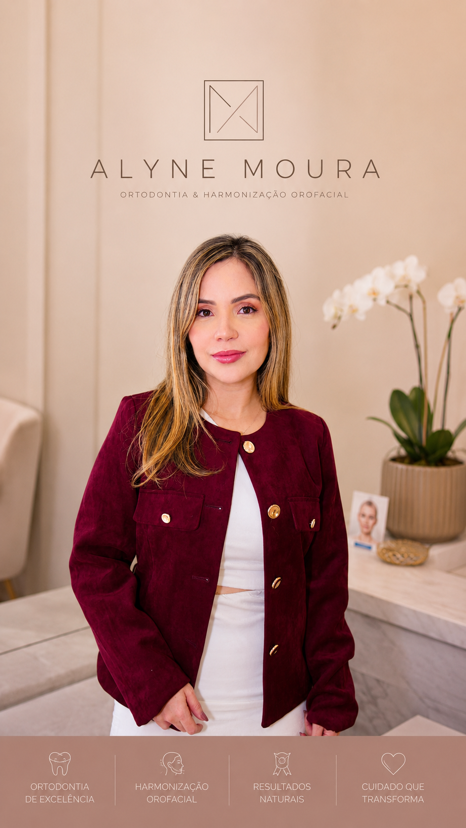 Dra. Alyne Moura no consultório de harmonização orofacial em Casa Forte, Recife